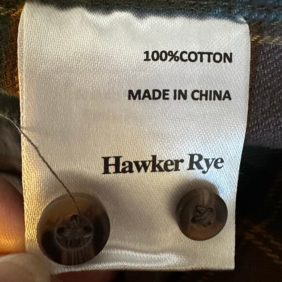 Hawker Rye Long Sleeve Flannel Button-Up Shirt Brown Green Plaid NWT Size L - Picture 8 of 10